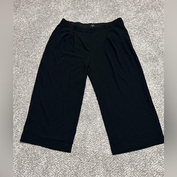 J Crew Women’s Essential Wide Leg Pant Pleated Front Size 24 Cuffed Hem Black - Picture 3 of 12